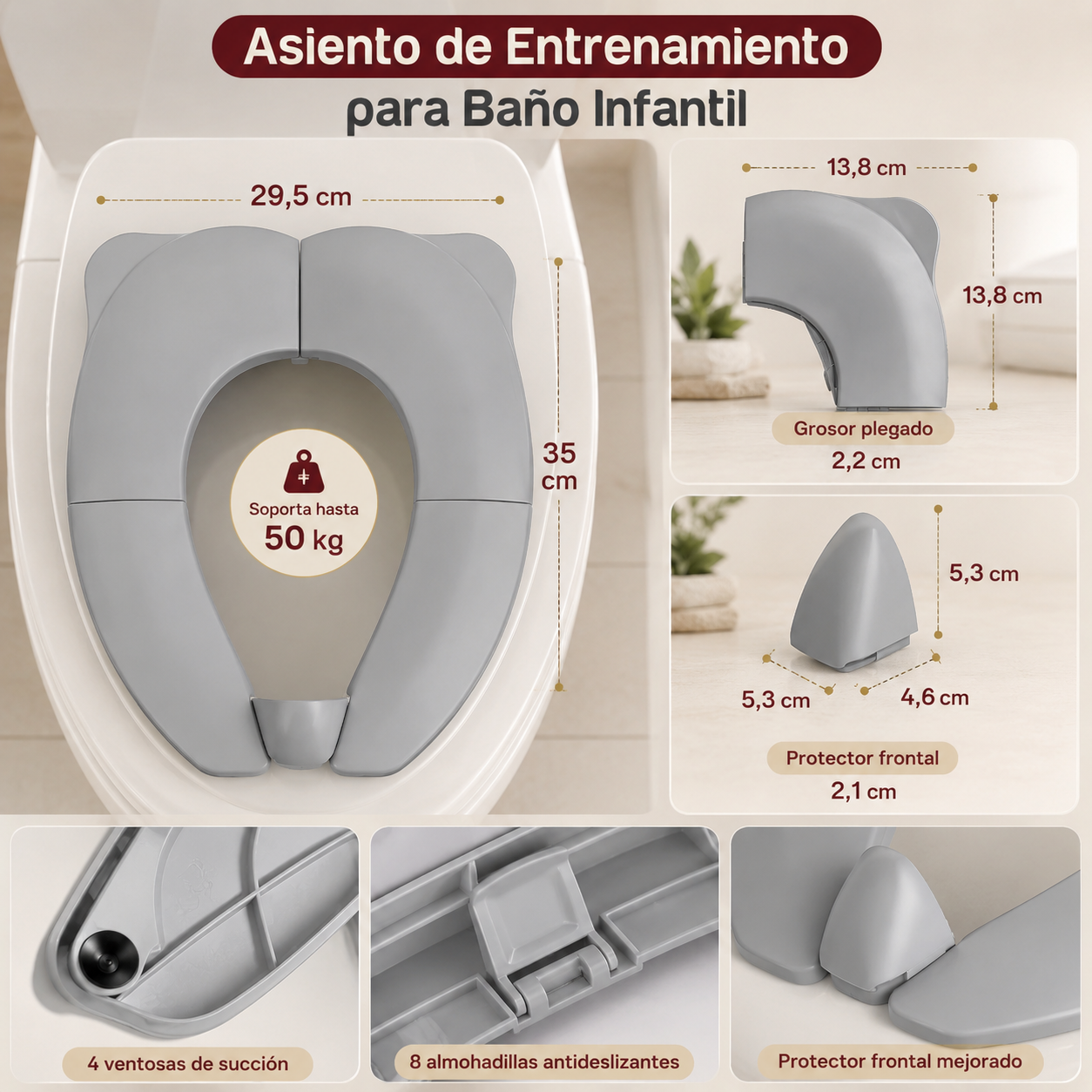 Asiento de inodoro portátil para niños