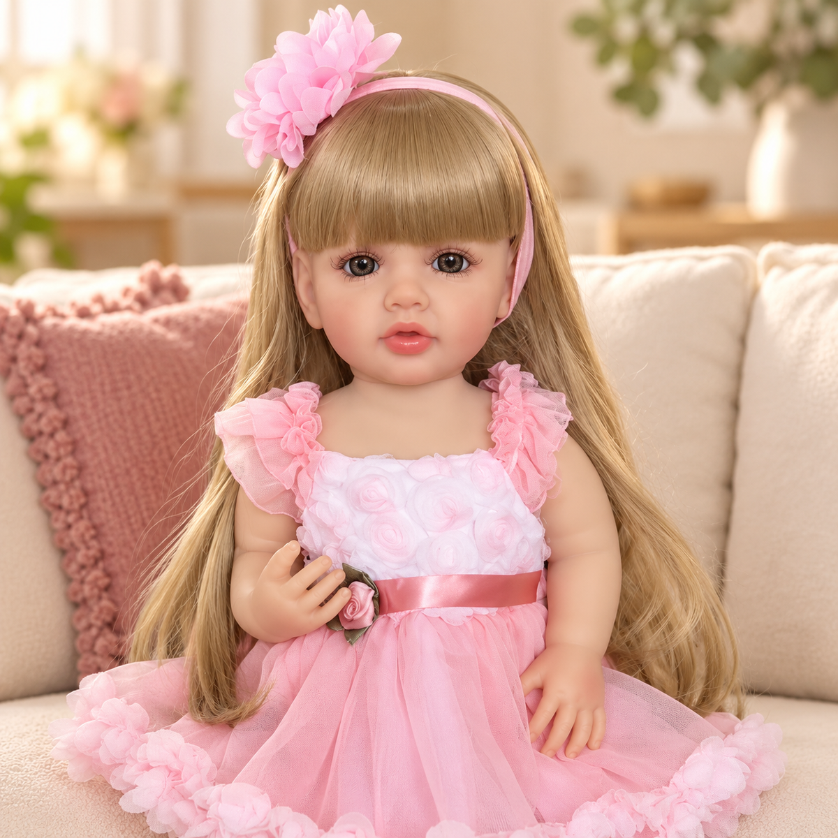 Bebé Reborn Niña con Cuerpo Completo de Vinilo 55 cms
