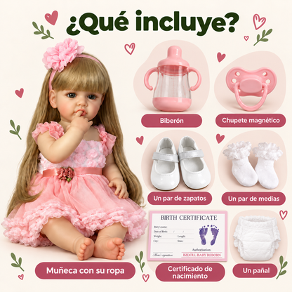 Bebé Reborn Niña con Cuerpo Completo de Vinilo 55 cms