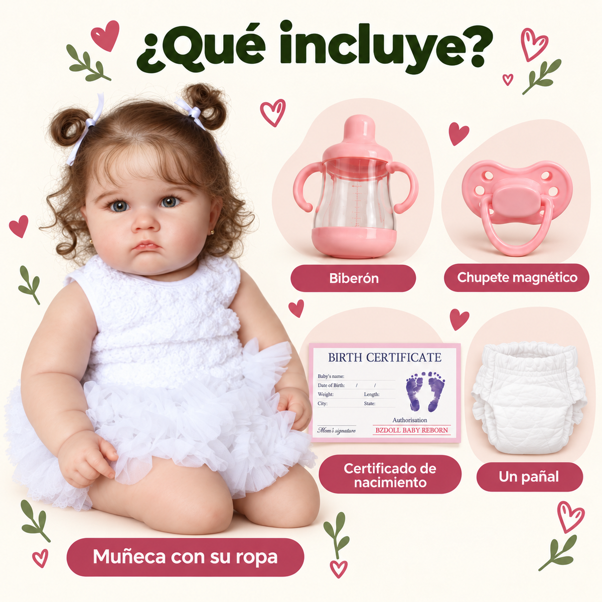 Muñeca Reborn 60cm | Vinilo Suave y Cuerpo de Tela