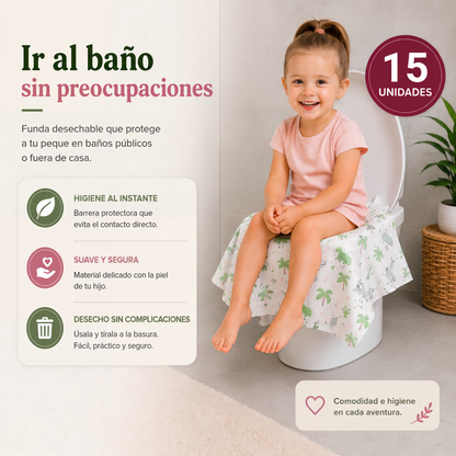 Protector de Inodoro Desechable Para Niños y Adultos. Cada paquete contiene 15 unds